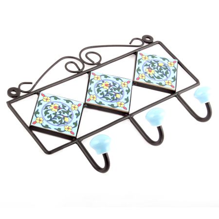Turquoise Forest Green Leaf Tiles Hooks